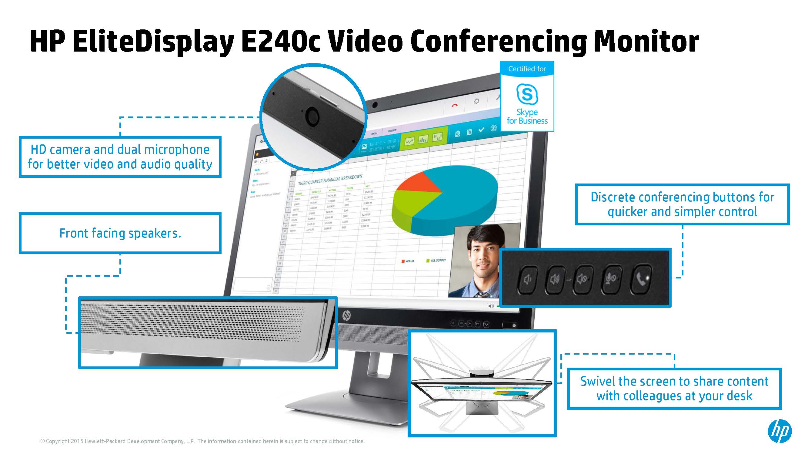 HP EliteDisplay E240c Video Conferencing Monitor